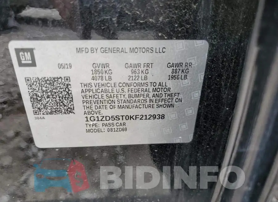 1G1ZD5ST0KF212938 Photo# 10