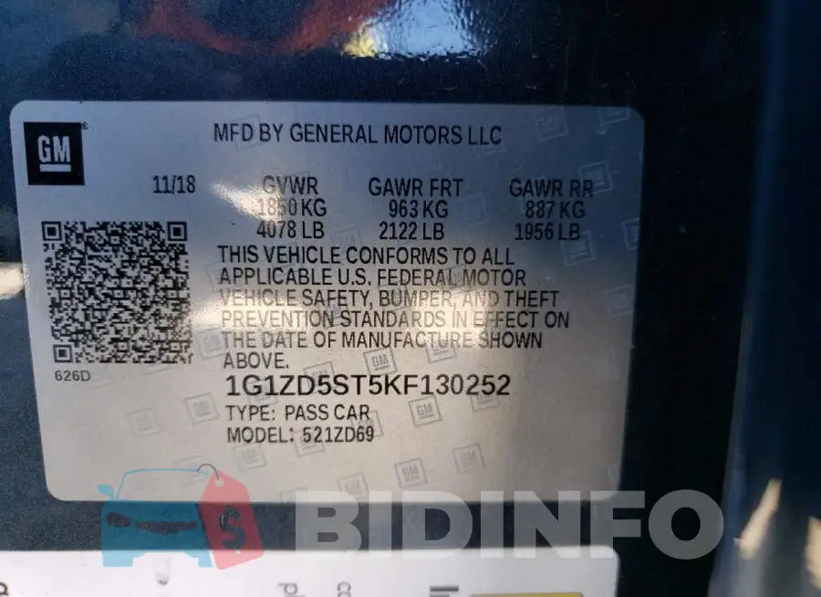 1G1ZD5ST5KF130252 Photo# 10