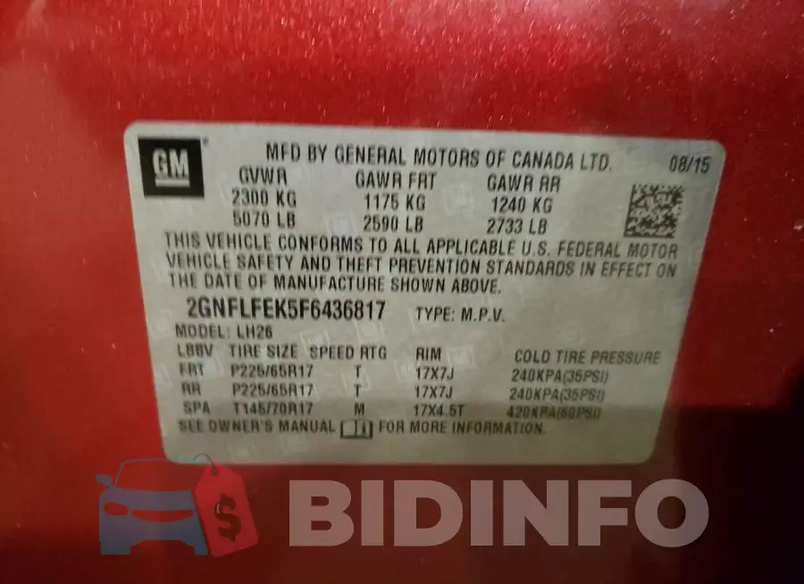 2GNFLFEK5F6436817 Photo# 13