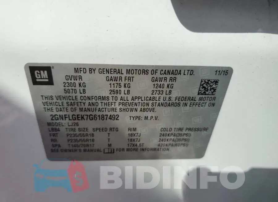 2GNFLGEK7G6187492 Photo# 10