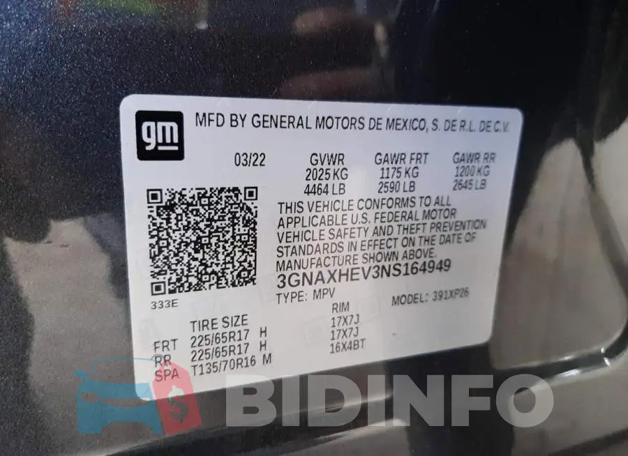 3GNAXHEV3NS164949 Photo# 14