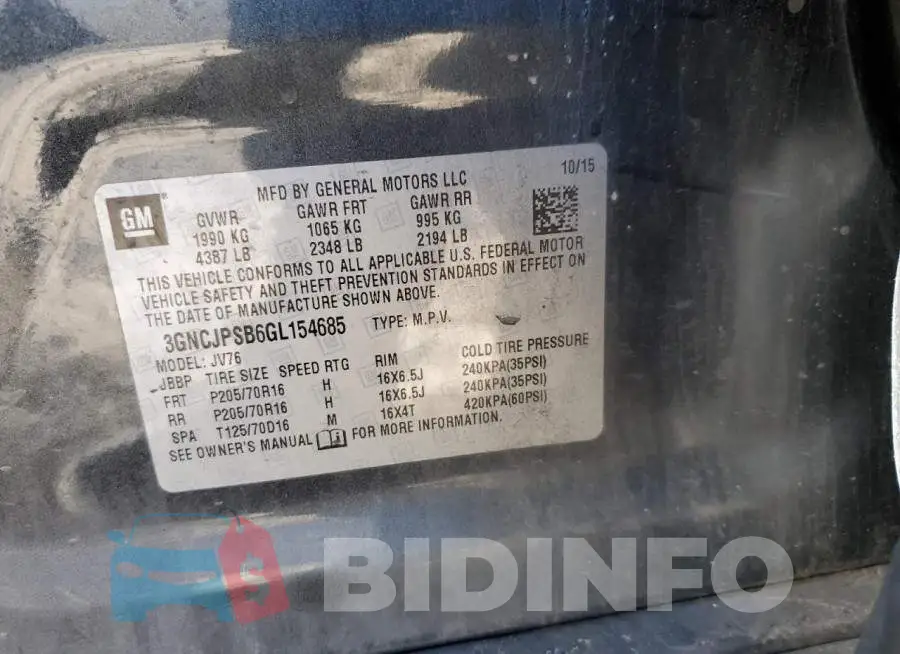 3GNCJPSB6GL154685 Photo# 10