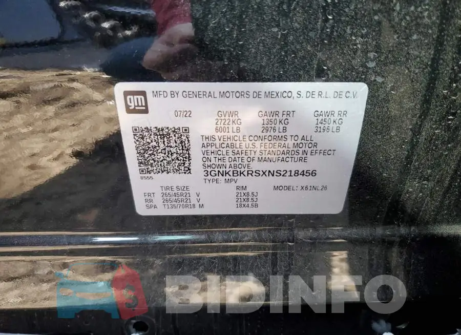 3GNKBKRSXNS218456 Photo# 10