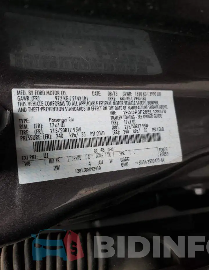 1FADP3F28EL129378 Photo# 10