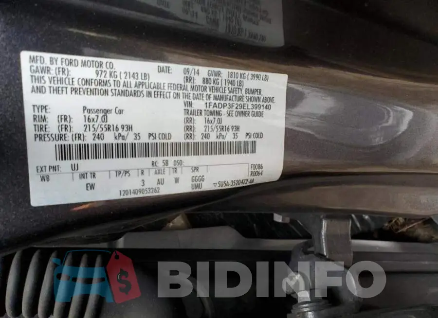 1FADP3F29EL399140 Photo# 10