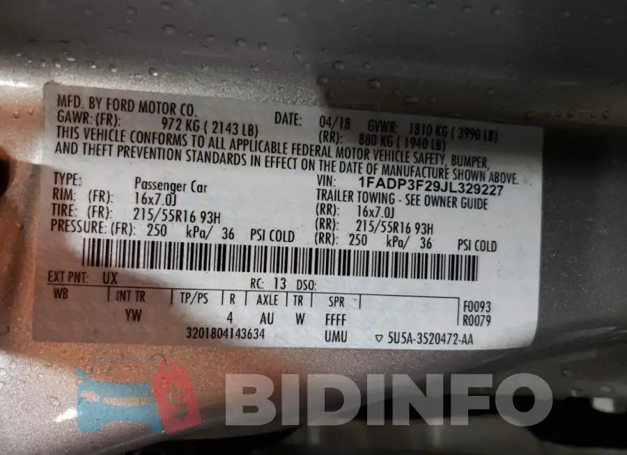 1FADP3F29JL329227 Photo# 12