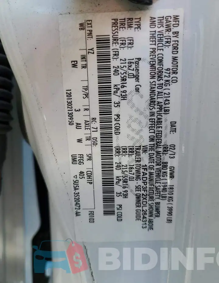 1FADP3F2XDL264313 Photo# 13