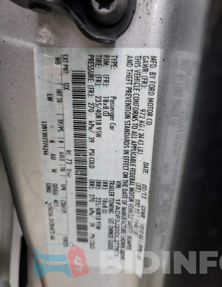 1FADP3J20DL277675 Photo# 10