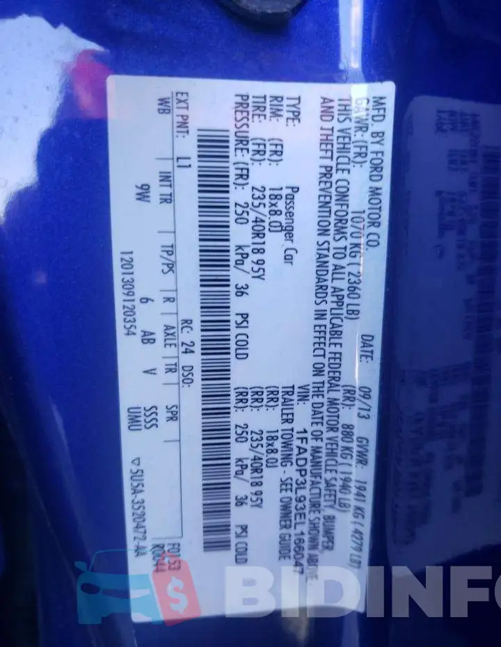 1FADP3L93EL166047 Photo# 12