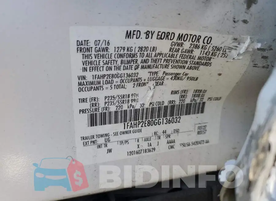 1FAHP2E80GG136032 Photo# 12
