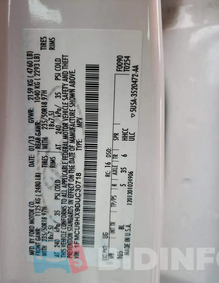 1FMCU9HX9DUC30718 Photo# 12