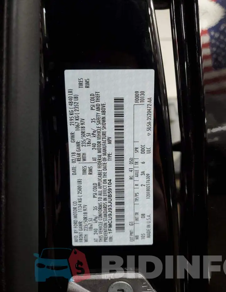 1FMCU9J93JUB59104 Photo# 14
