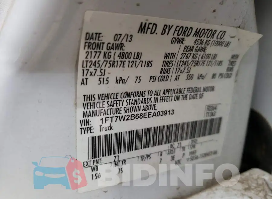 1FT7W2B68EEA03913 Photo# 10