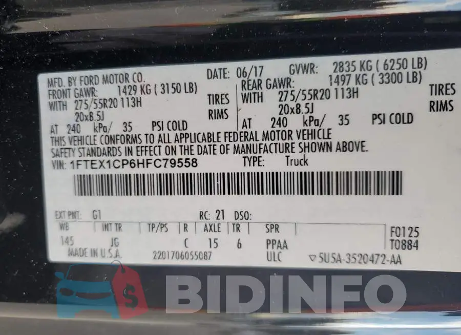 1FTEX1CP6HFC79558 Photo# 10
