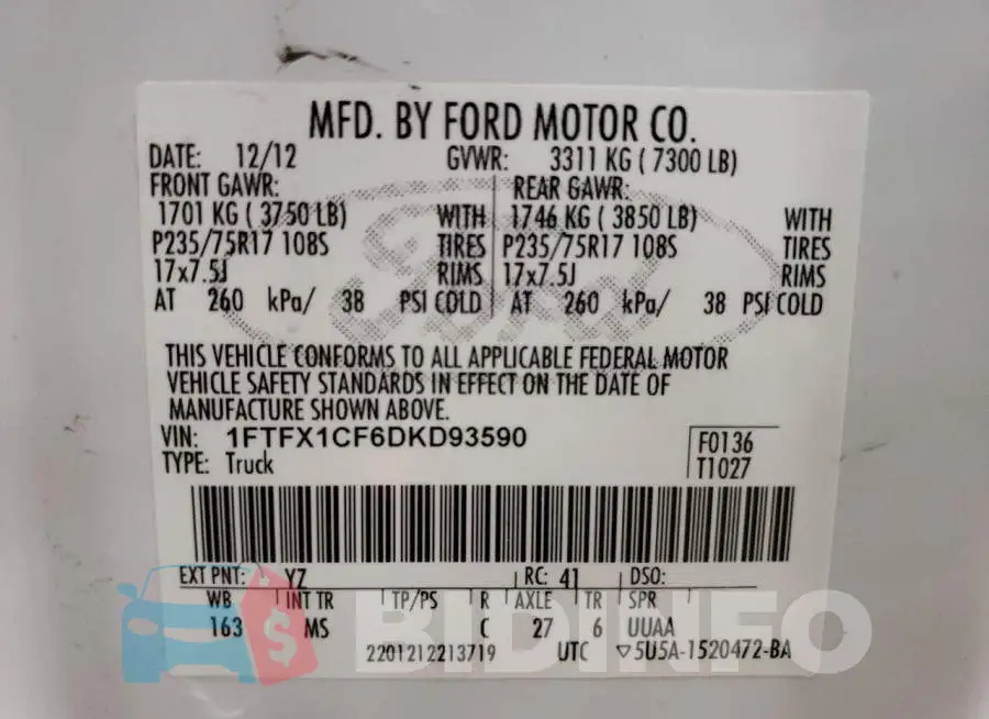 1FTFX1CF6DKD93590 Photo# 12