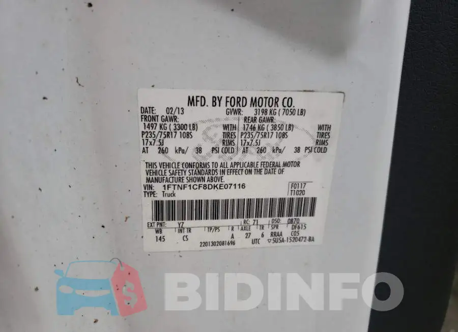 1FTNF1CF8DKE07116 Photo# 12