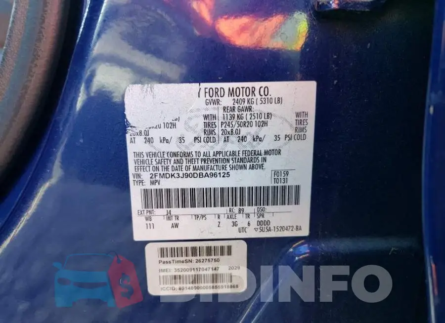 2FMDK3J90DBA96125 Photo# 10