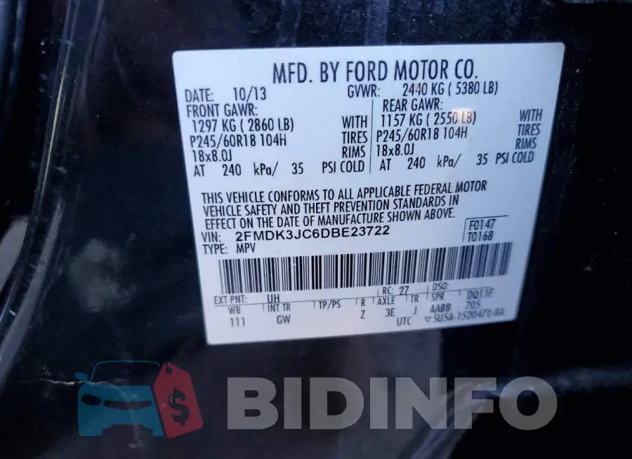 2FMDK3JC6DBE23722 Photo# 12