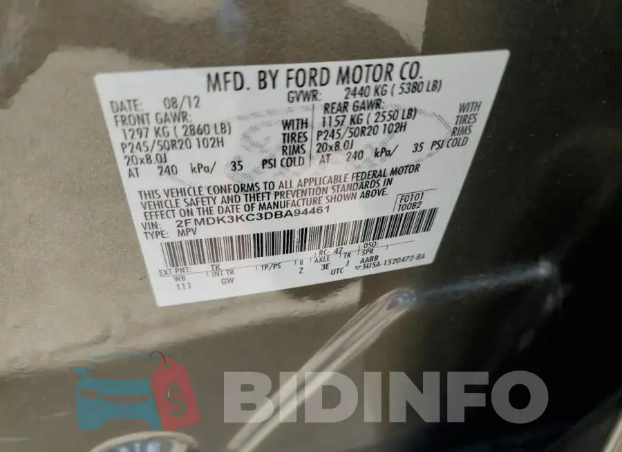 2FMDK3KC3DBA94461 Photo# 10