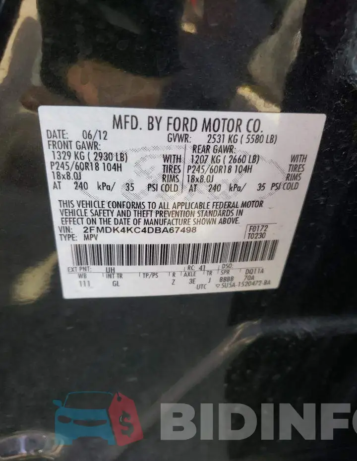 2FMDK4KC4DBA67498 Photo# 10