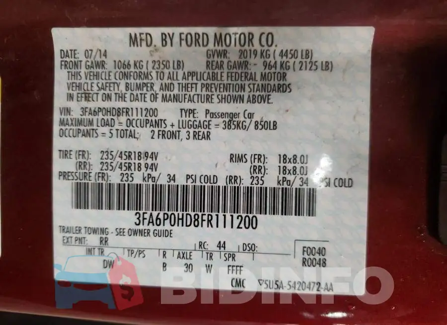 3FA6P0HD8FR111200 Photo# 12