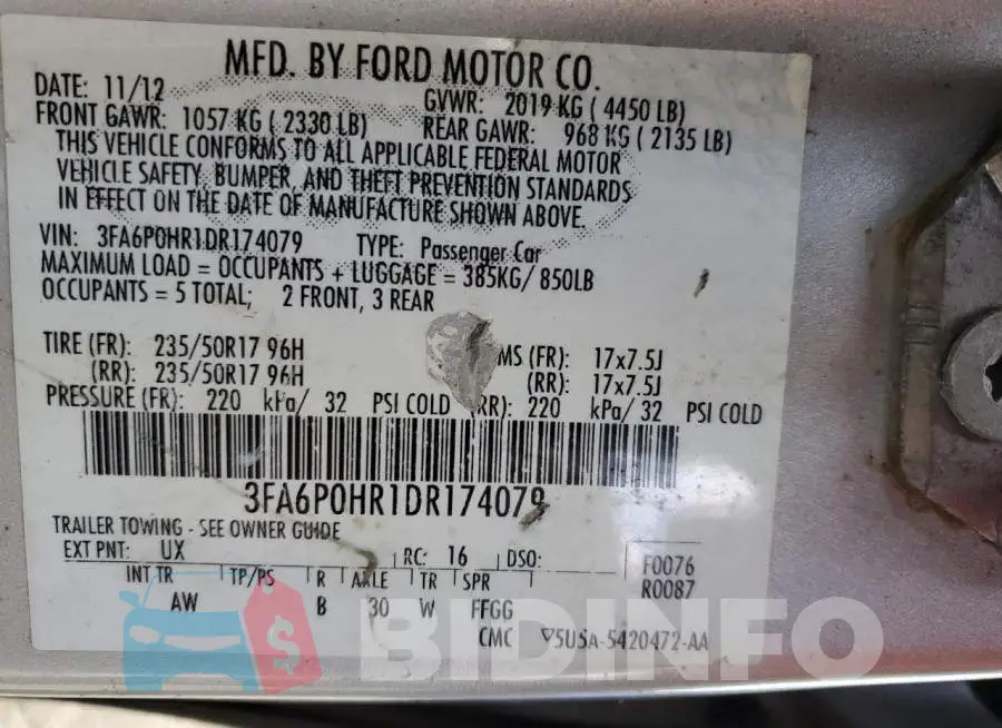 3FA6P0HR1DR174079 Photo# 12