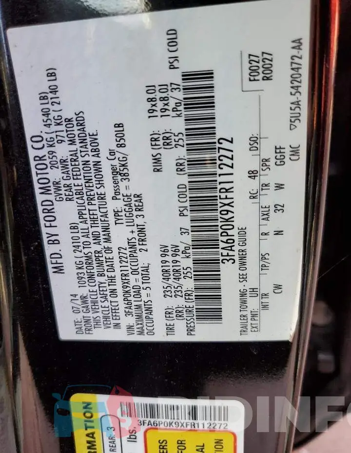3FA6P0K9XFR112272 Photo# 10