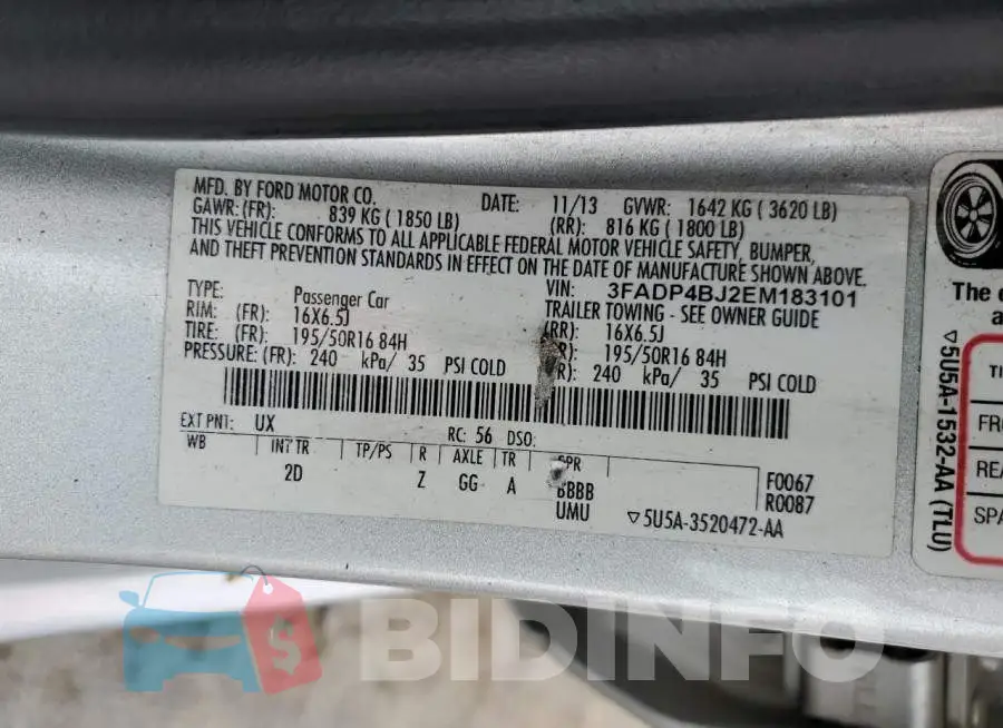 3FADP4BJ2EM183101 Photo# 10