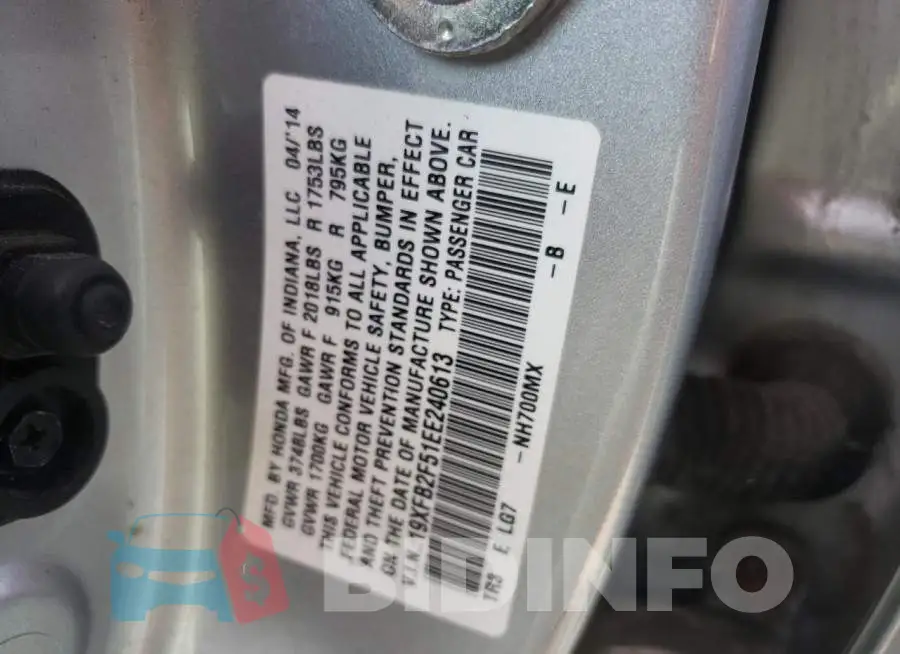 19XFB2F51EE240613 Photo# 10