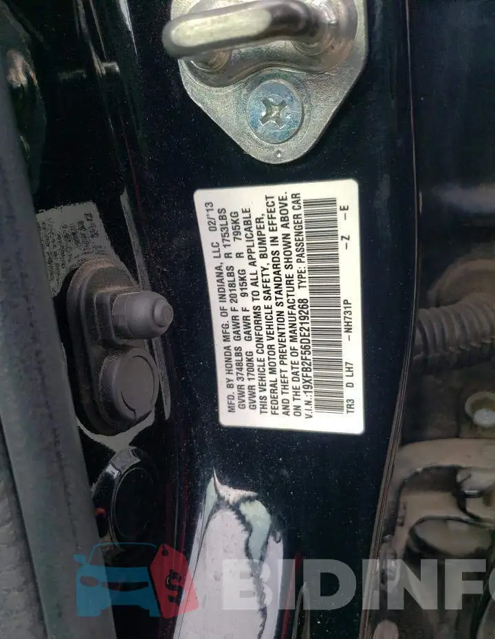 19XFB2F56DE219268 Photo# 12