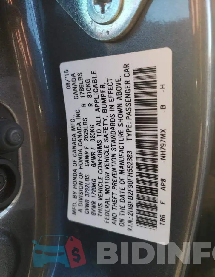 2HGFB2F90FH552383 Photo# 13