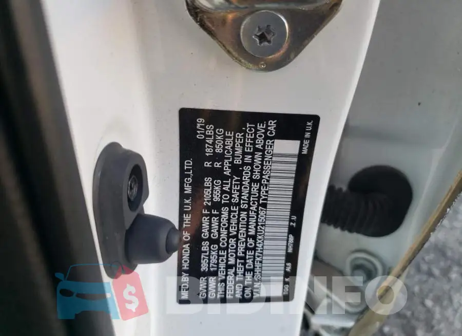 SHHFK7H4XKU215067 Photo# 10