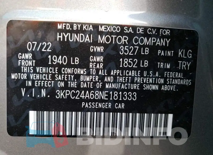 3KPC24A68NE181333 Photo# 10