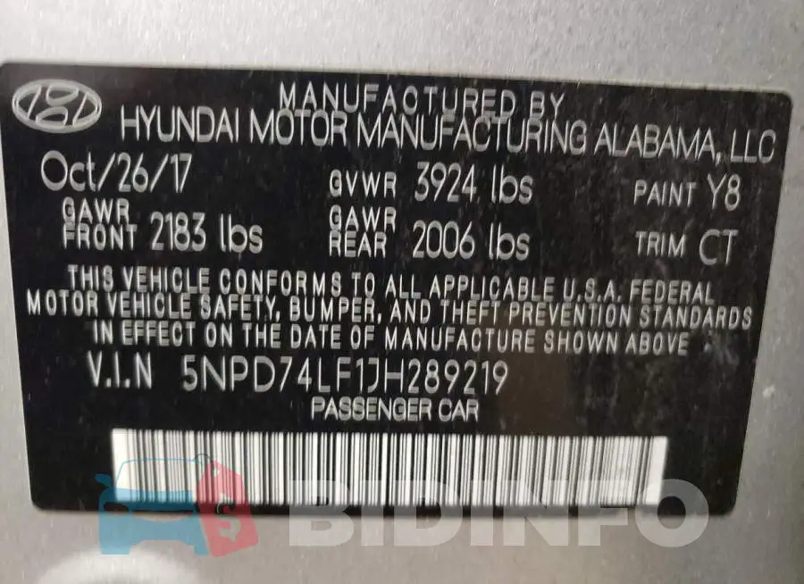 5NPD74LF1JH289219 Photo# 10