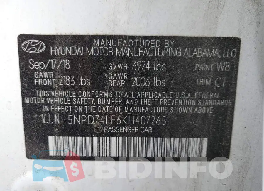 5NPD74LF6KH407265 Photo# 10