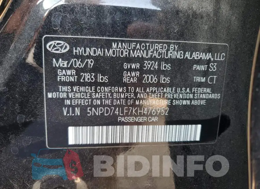 5NPD74LF7KH476952 Photo# 10