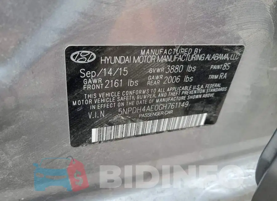 5NPDH4AE0GH761149 Photo# 13