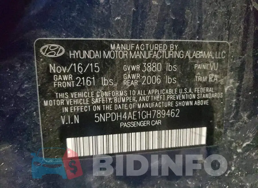 5NPDH4AE1GH789462 Photo# 10