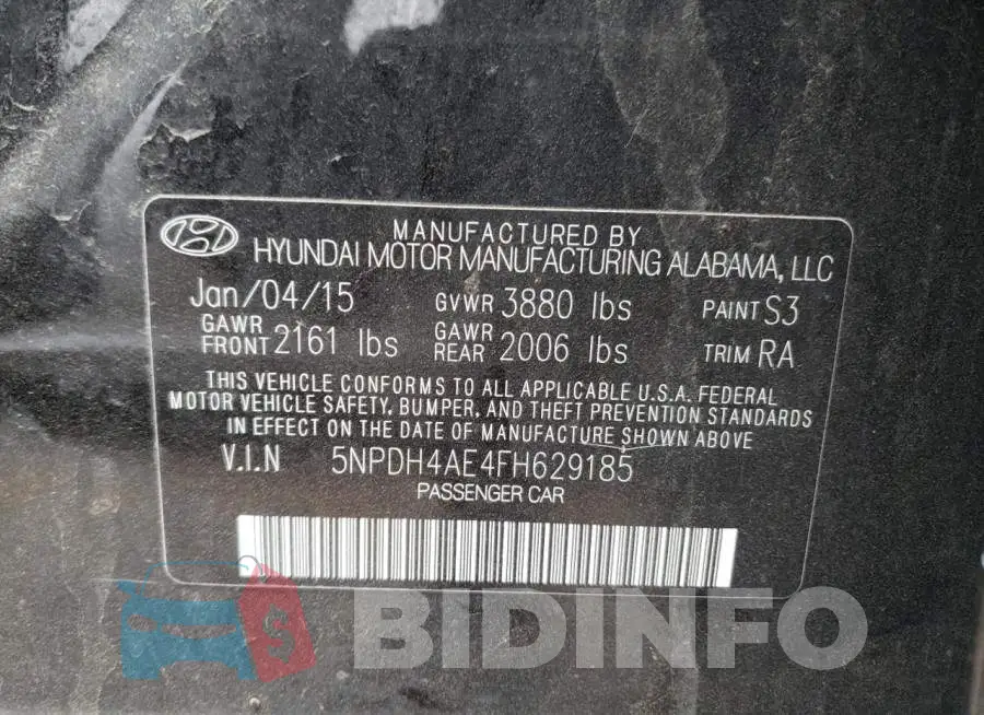 5NPDH4AE4FH629185 Photo# 10