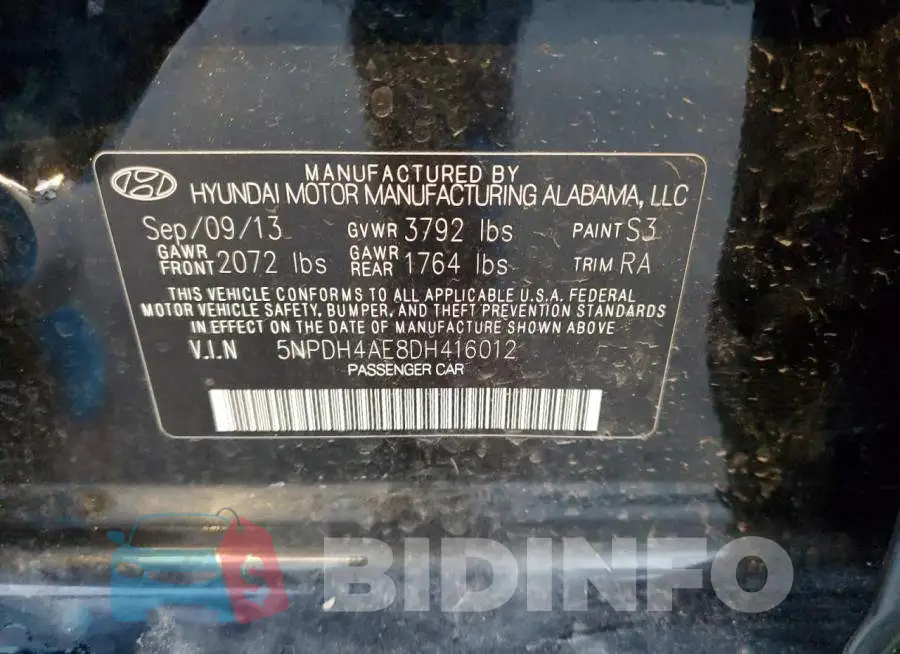 5NPDH4AE8DH416012 Photo# 10