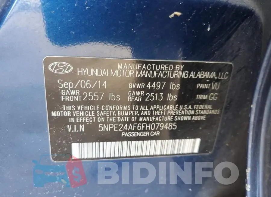5NPE24AF6FH079485 Photo# 12