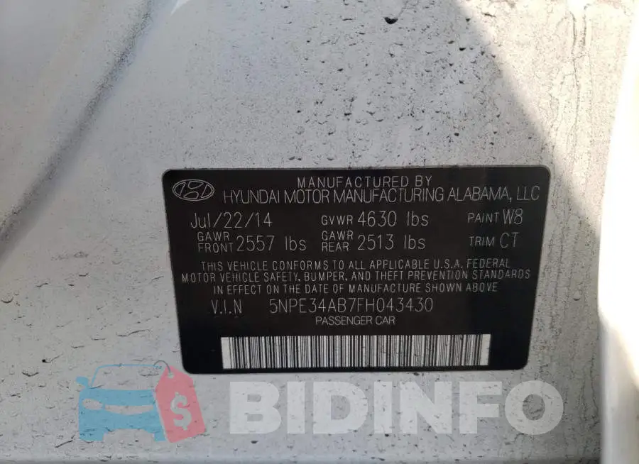 5NPE34AB7FH043430 Photo# 10