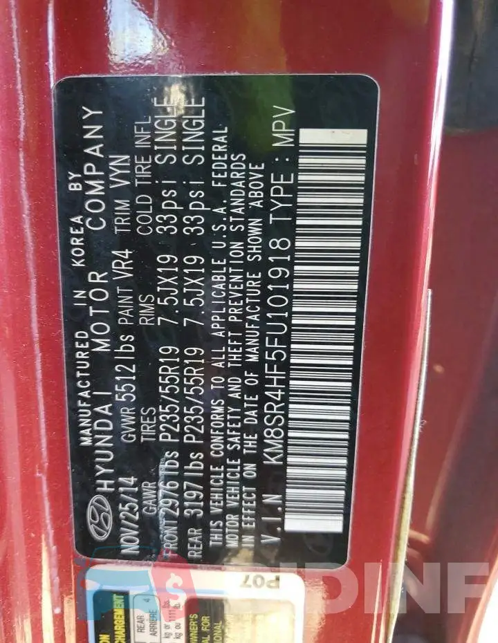 KM8SR4HF5FU101918 Photo# 14