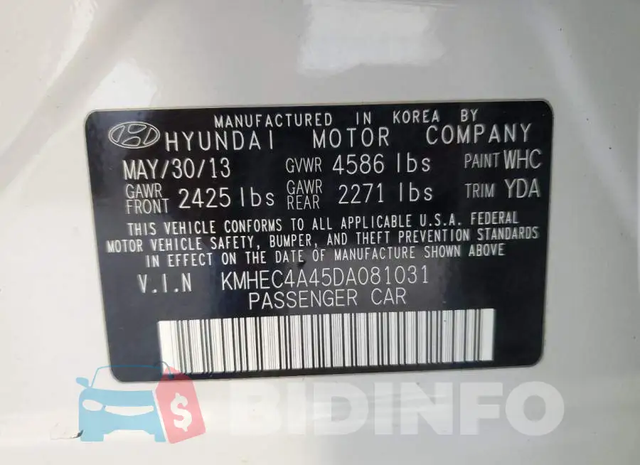 KMHEC4A45DA081031 Photo# 12