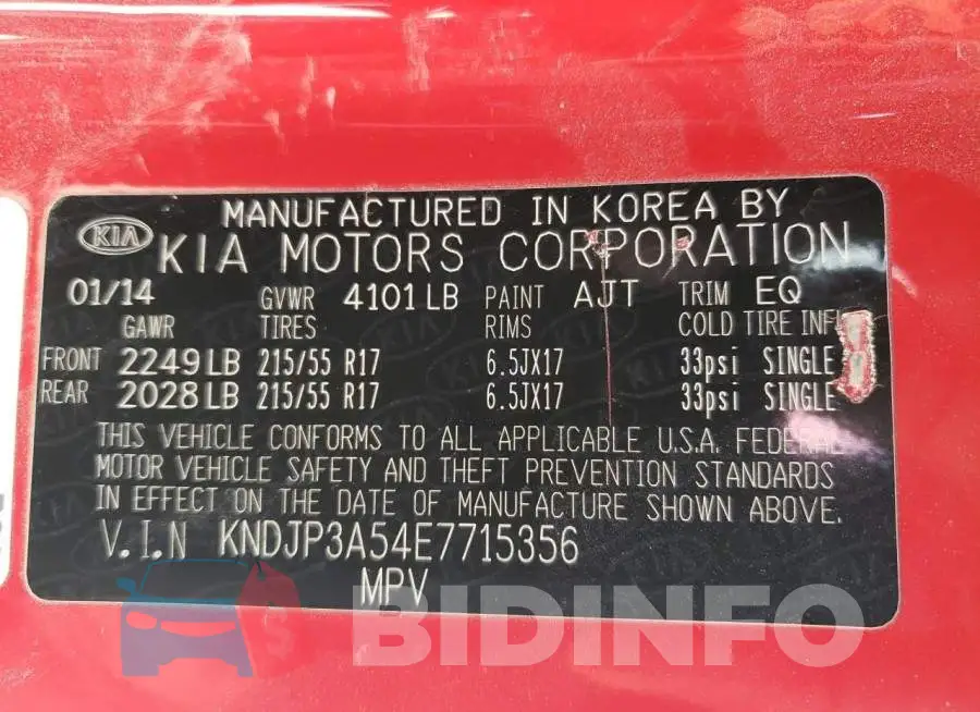 KNDJP3A54E7715356 Photo# 10