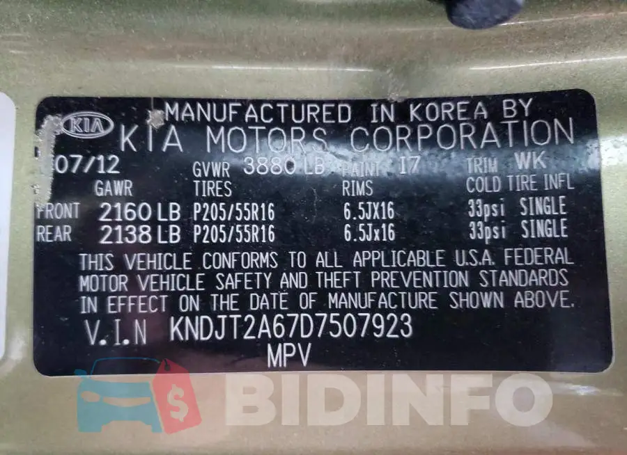 KNDJT2A67D7507923 Photo# 10