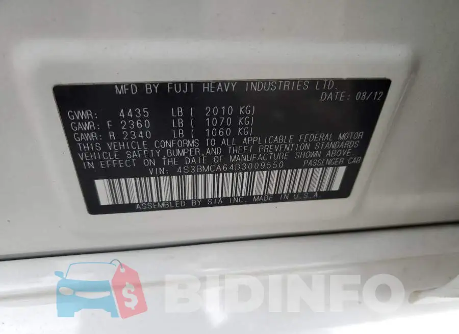 4S3BMCA64D3009550 Photo# 12