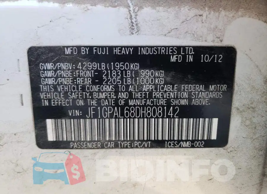 JF1GPAL68DH808142 Photo# 14