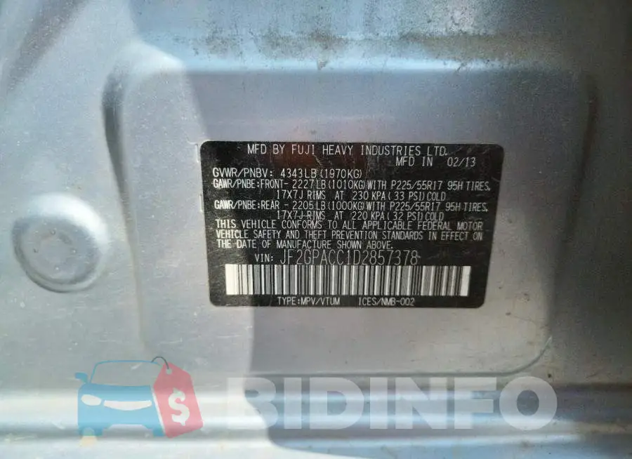 JF2GPACC1D2857378 Photo# 10
