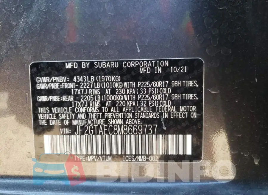 JF2GTAEC8M8669737 Photo# 10
